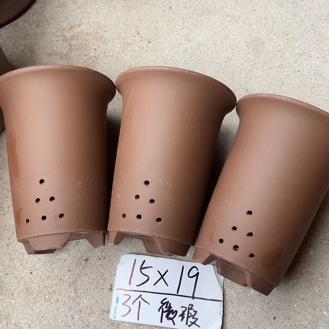 紫砂花盆宜兴紫砂花盆3只