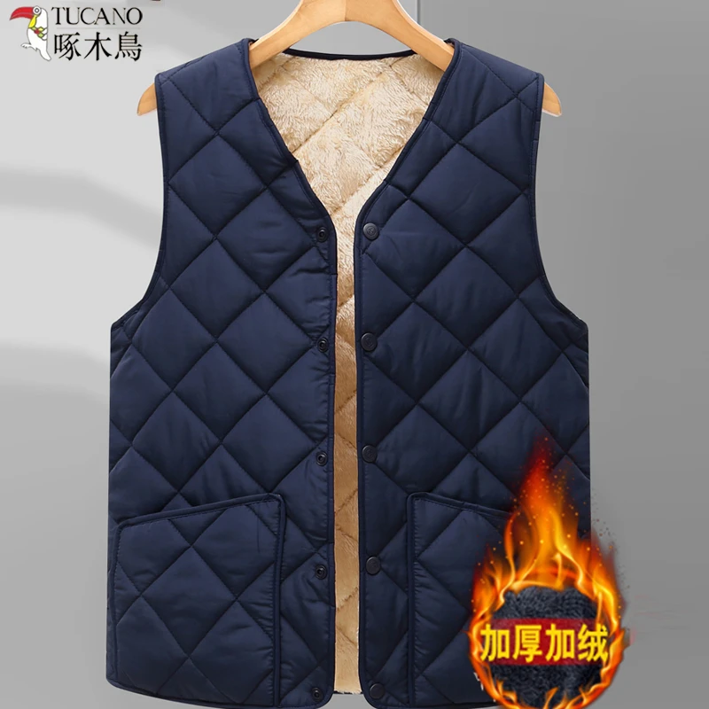 TUCANO/啄木鳥中老年男士马甲爸爸装保暖背心加绒厚休闲爷爷坎肩