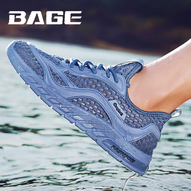 八哥夏季套脚网眼运动鞋潮流男士轻便透气运动风网面鞋跑步镂空