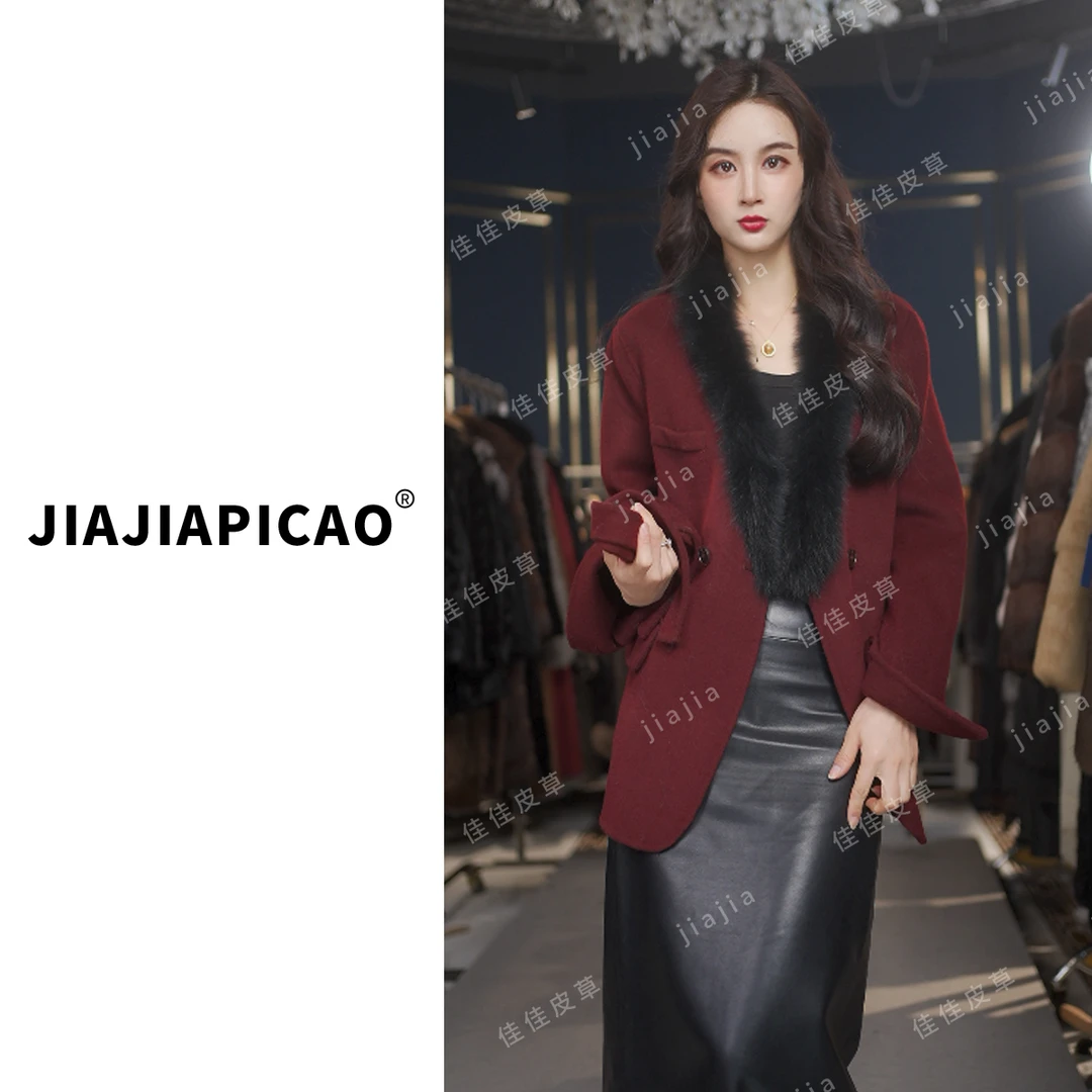 【舒适主义】9040 皮草 羊毛狐狸毛领扣袢短款皮草外套