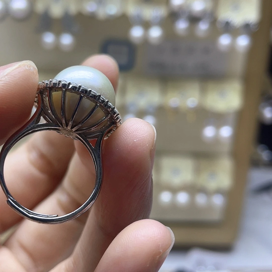 淡水珍珠银S925镶嵌戒指