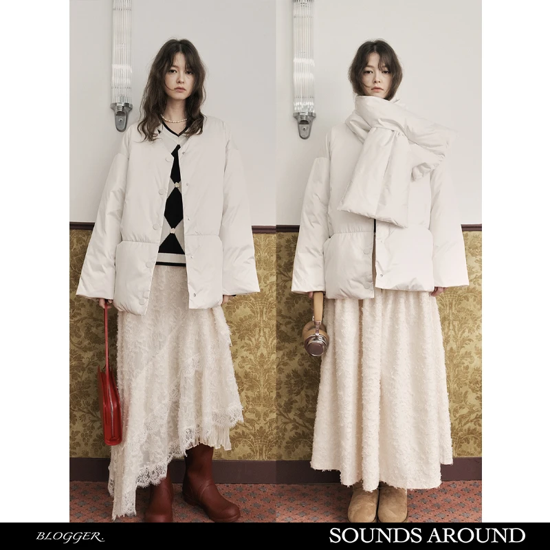 秋冬廓形感大围领宽松羽绒服 北海道雪地SOUNDS AROUND