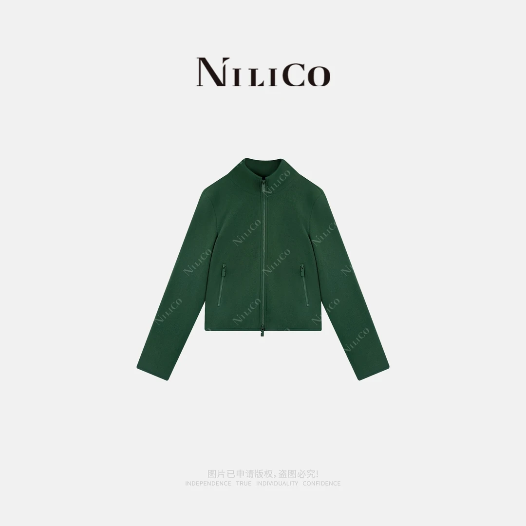 NILICO【冬日暖阳】短款立领摇粒绒修身夹克外套