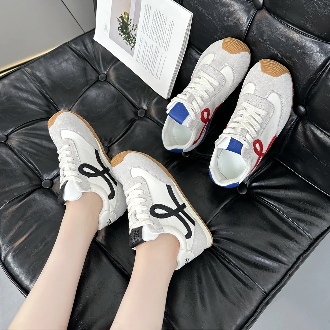 2025女鞋拼色鞋子潮流运动鞋德训鞋ins春季韩版时尚休闲鞋系带