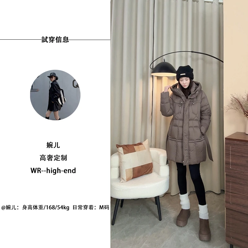 【艾迪卡】厚款连帽立领长款蓬松保暖潮流休闲极简风-E109