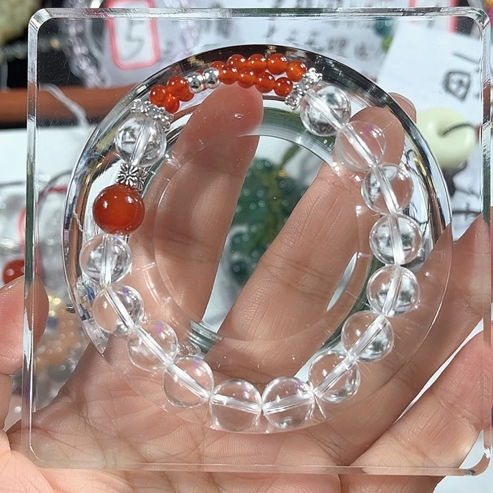 手链合金水晶白水红玛瑙穿