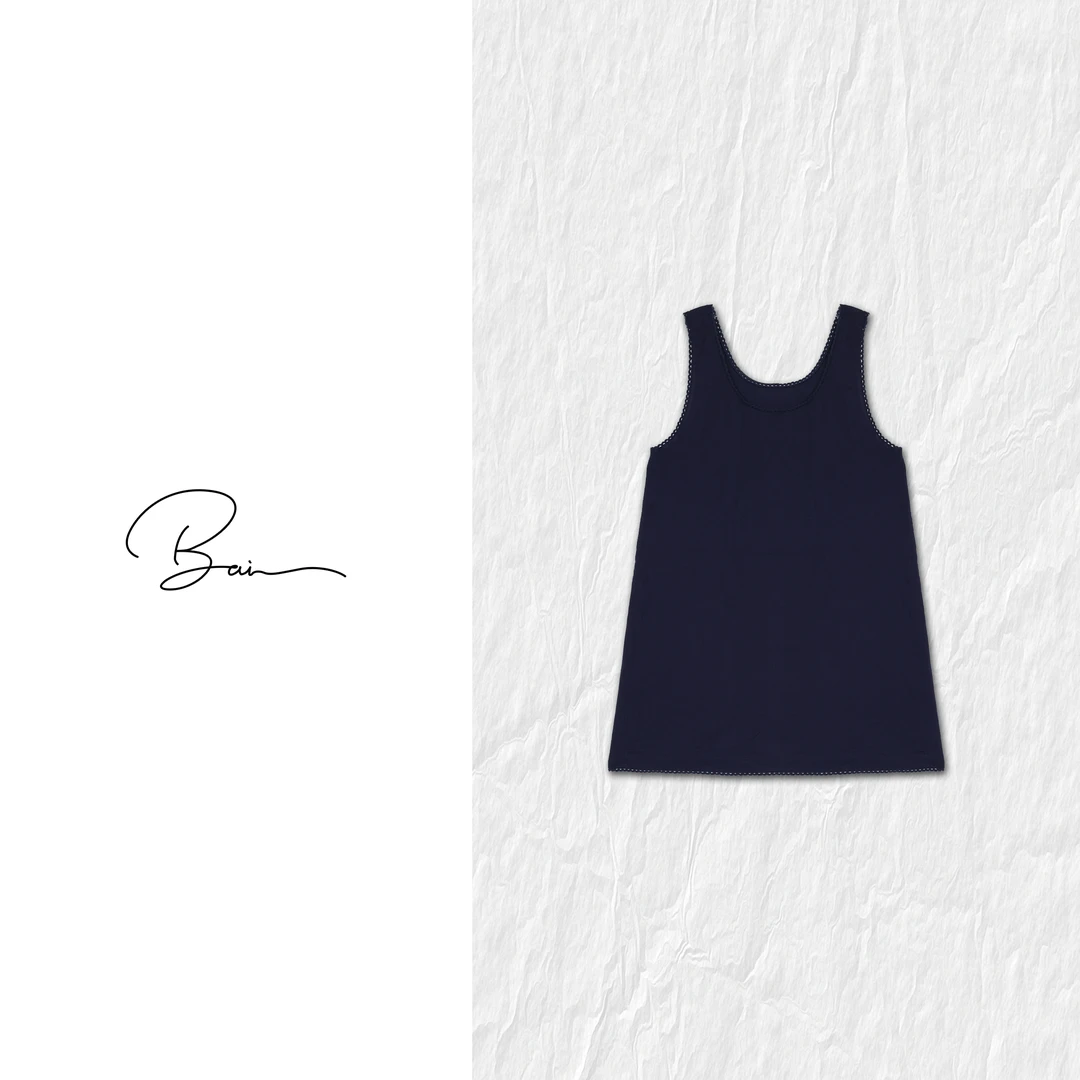 TXB 25夏棉质R字手工花边宽松垂感中长款无袖上衣XB-7625