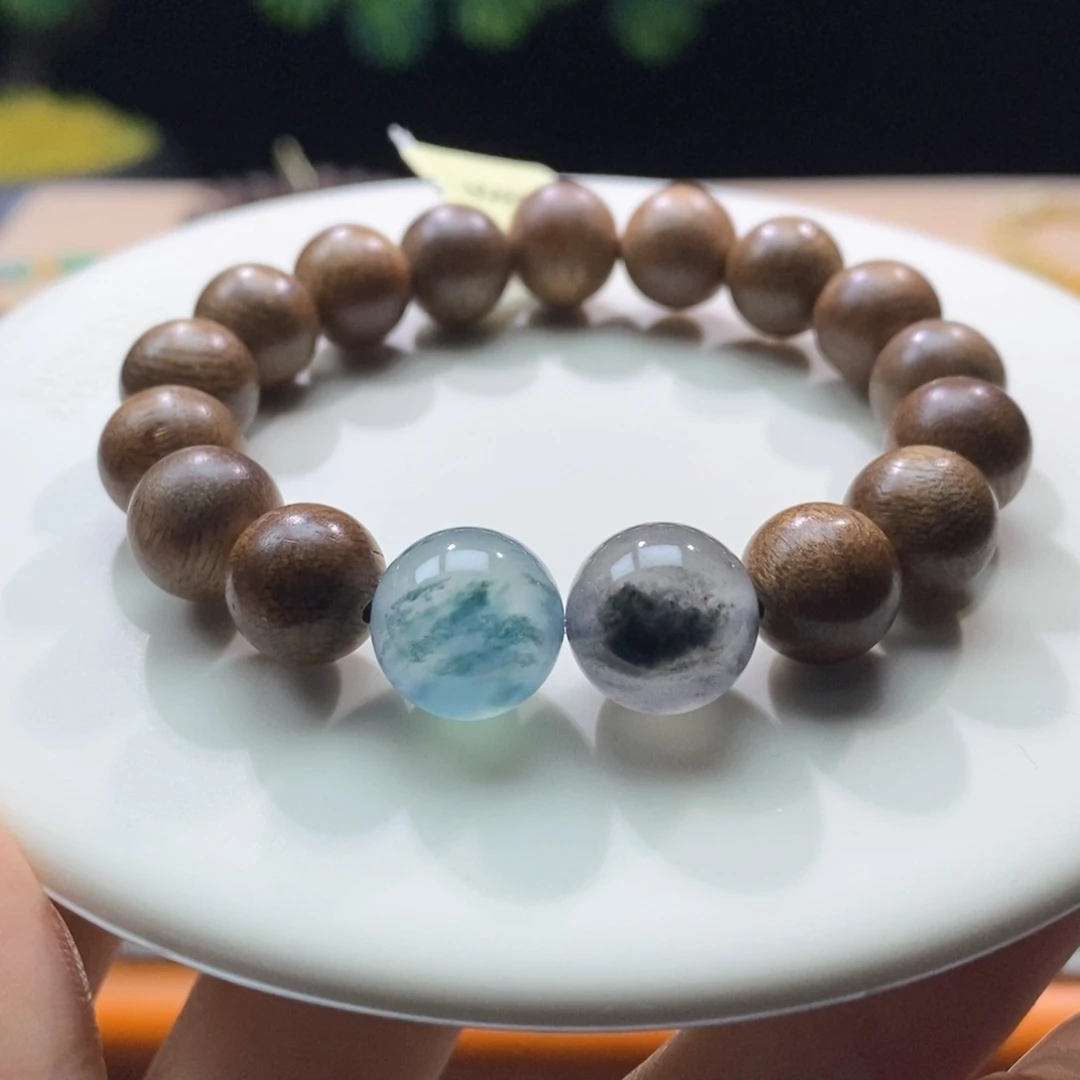 翡翠未镶嵌颈饰翡翠高冰飘花圆珠手串12+mm