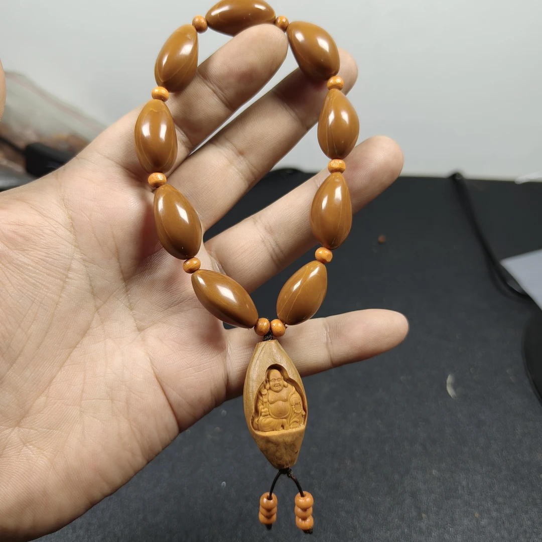 橄榄核素核手串「如意弥勒」尺寸不规则橄榄核手串文玩手串