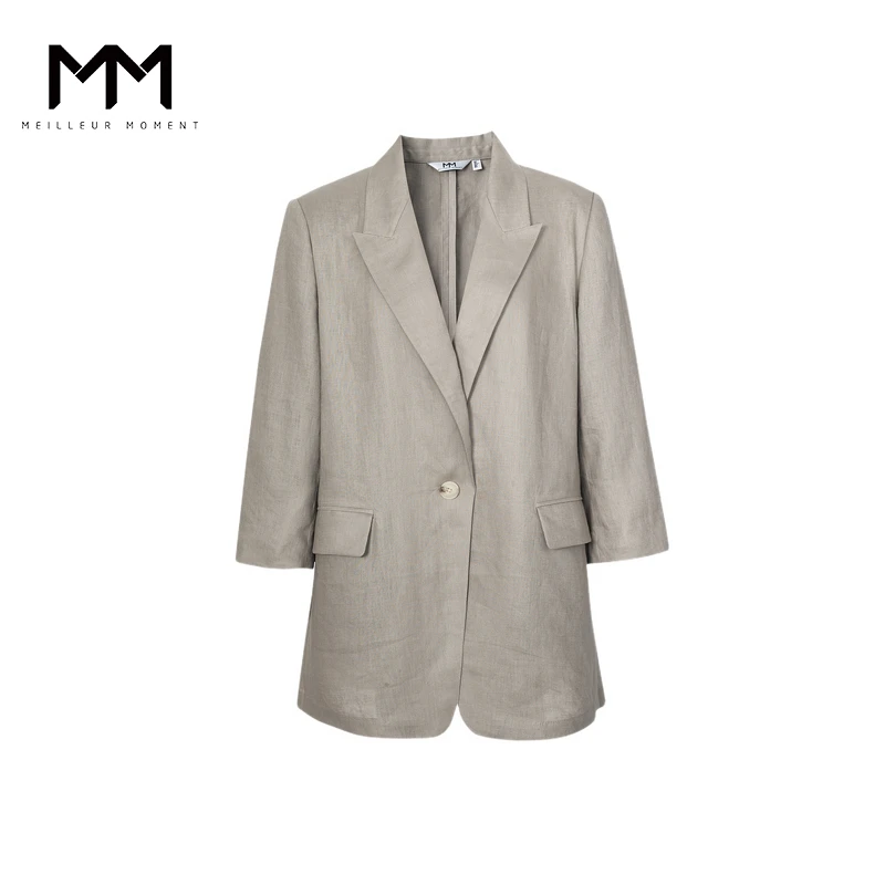 MM麦檬商场同款春夏装实穿主义简约百搭燕麦色西装5F4113031-9