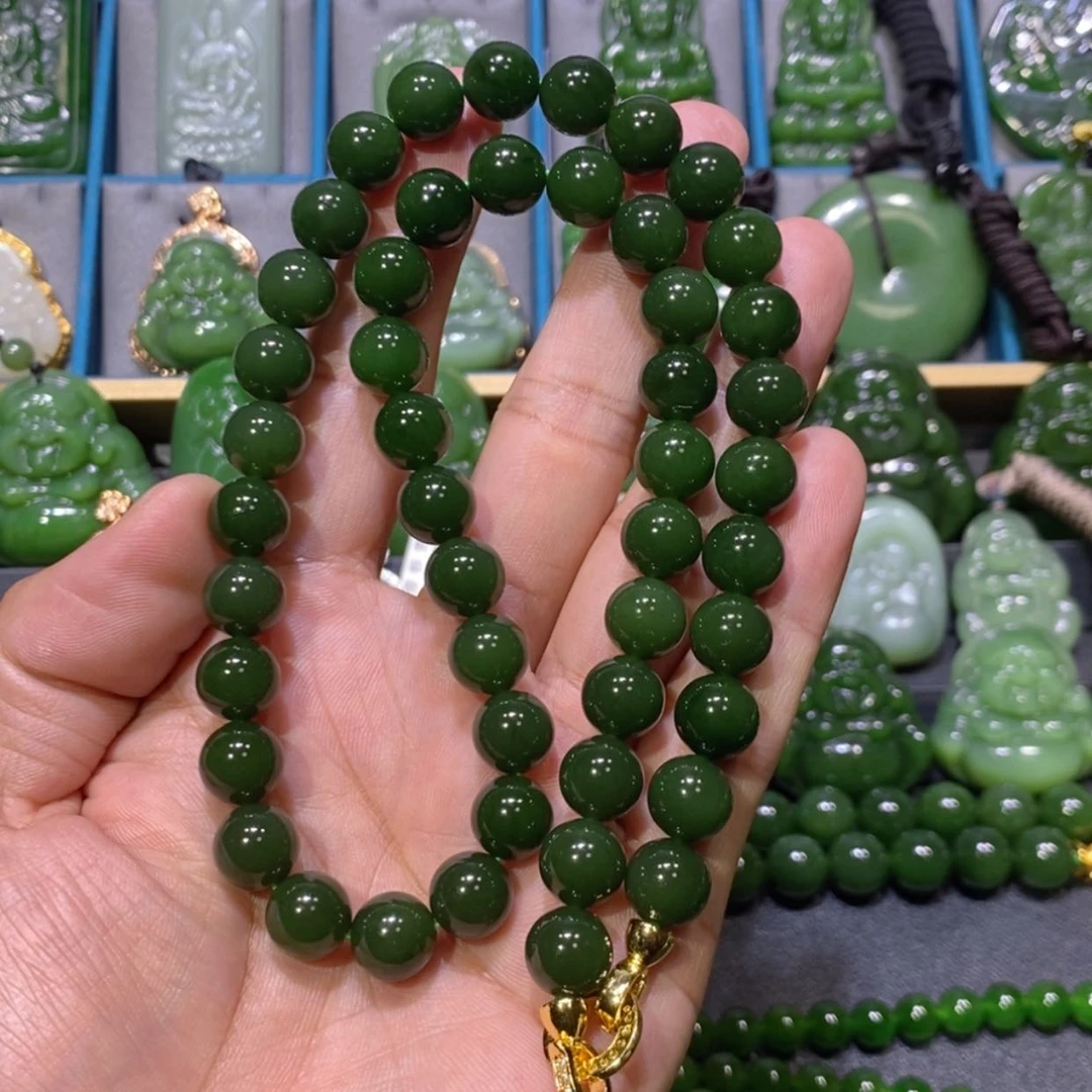 【闪购商品】和田玉吊坠(不含链)未镶嵌菠菜绿妈妈链 10