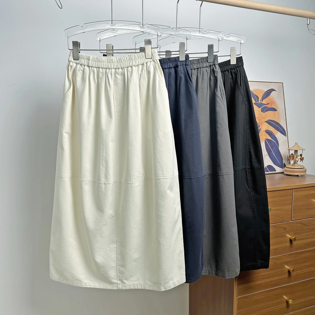 [美术馆]春季松紧腰花苞裙半身裙