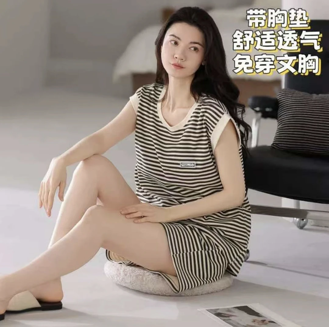带胸垫2025新款夏季女款背心短裤大码夏天可外穿家居服套装
