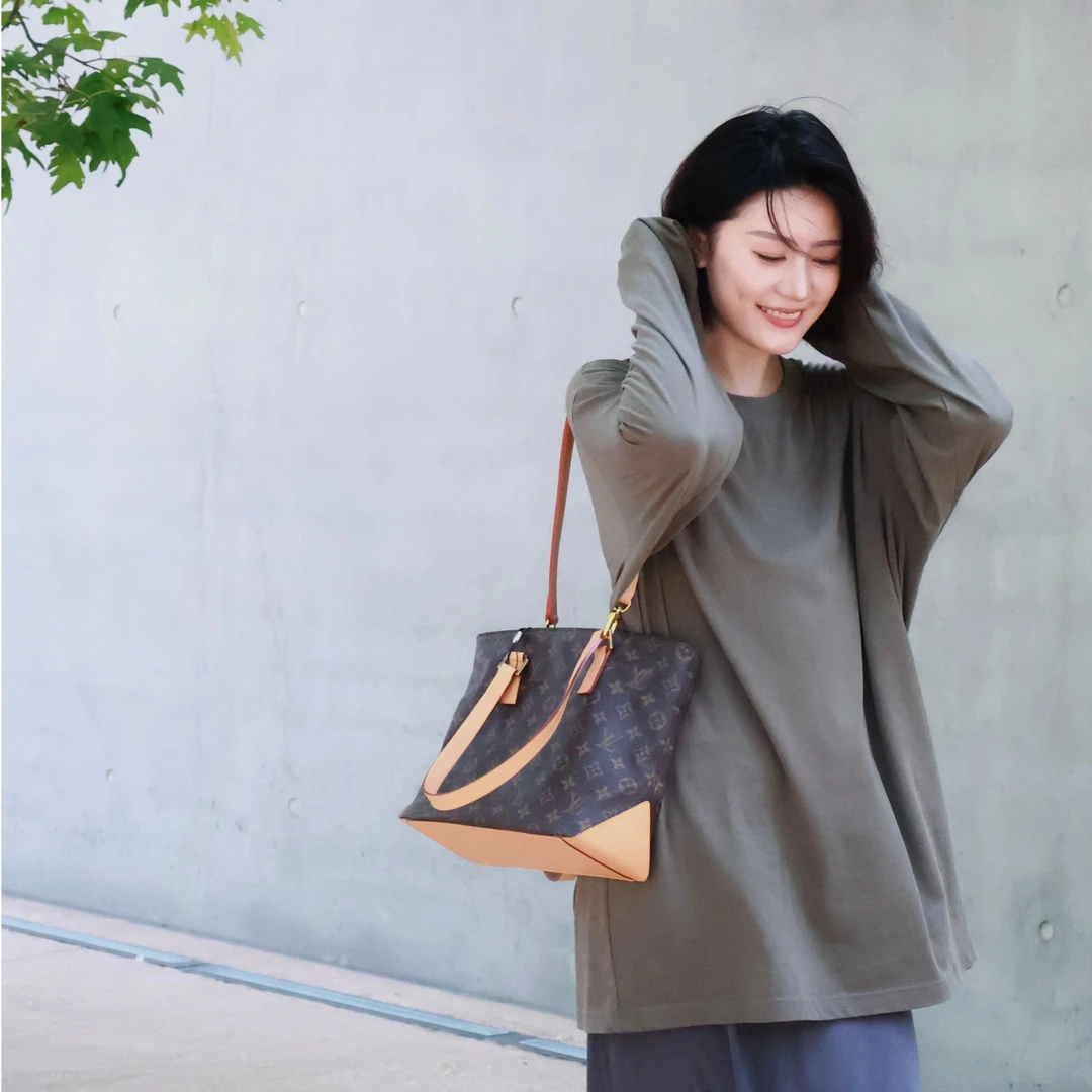 修复品LouisVuitton/路易威登/单肩包中古老花钢琴托特小号