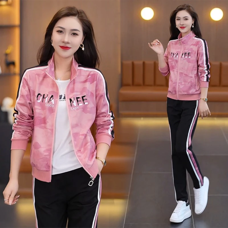 运动套装女春秋季2025夏新款时尚修身休闲薄款洋气减龄外套三件套