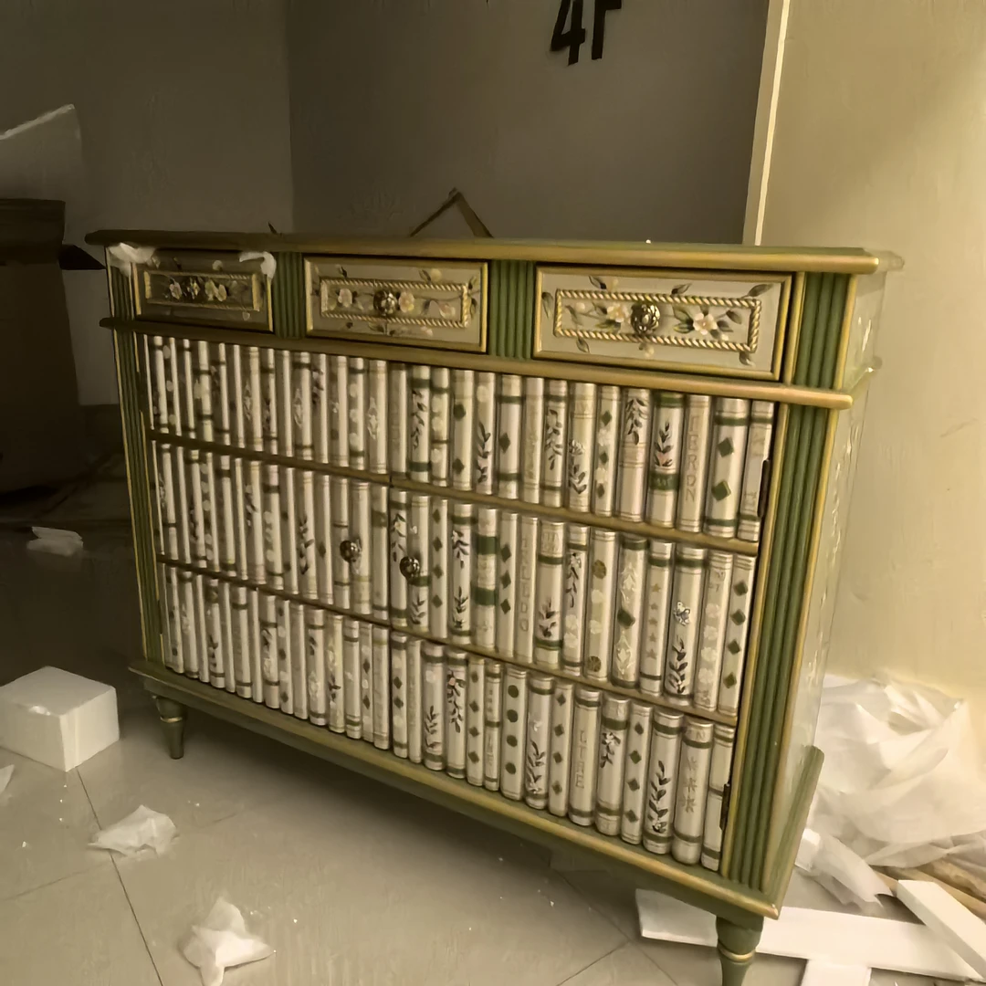 【欧美外单】三斗双门书本柜美式储藏法式斗柜玄关收纳柜餐边柜