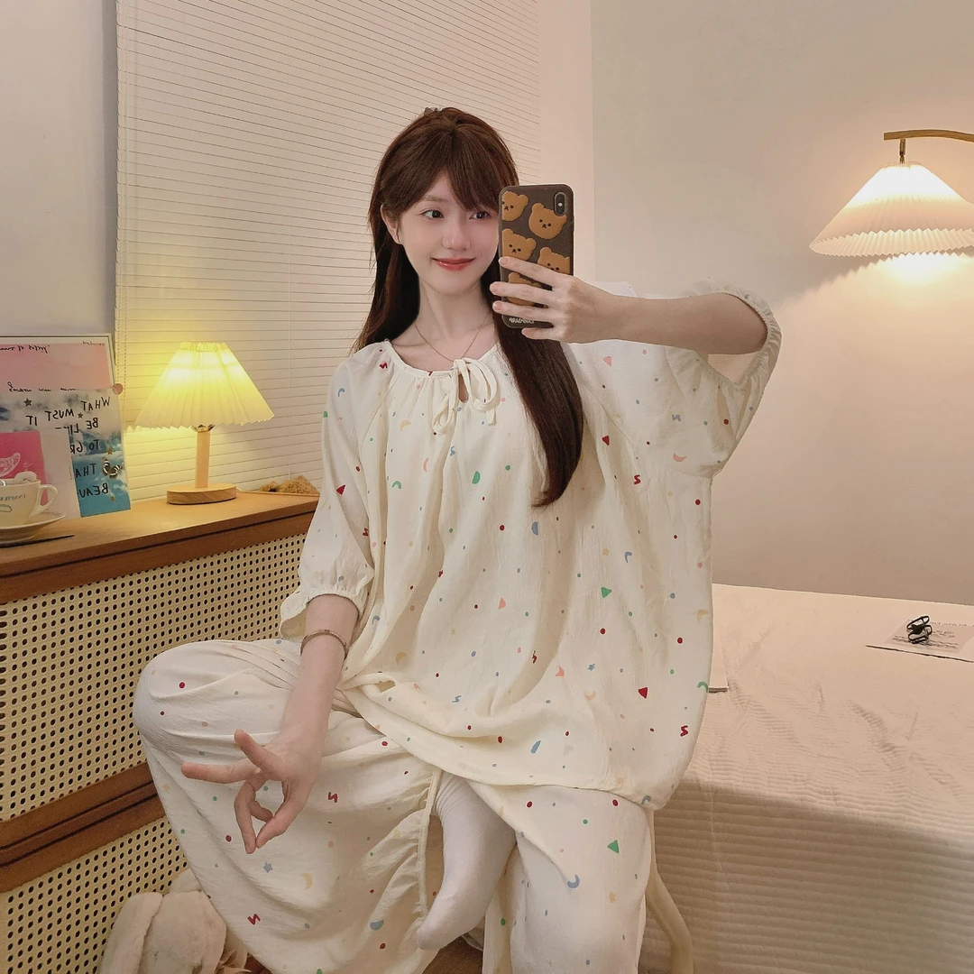 大码睡衣胖MM夏季加肥加大码200斤女短袖韩版休闲宽松家居服套装