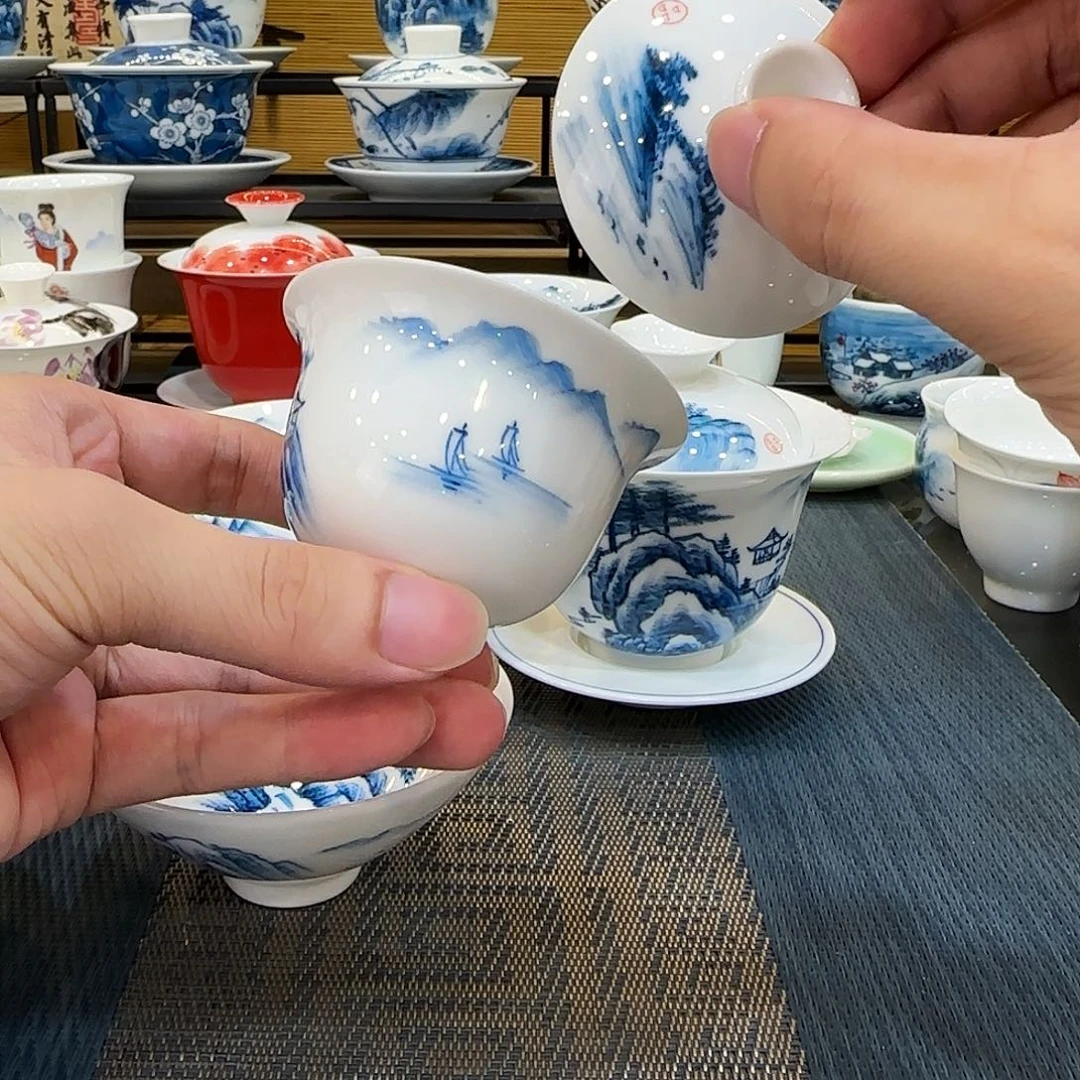 山水盖碗80cc二才一个装