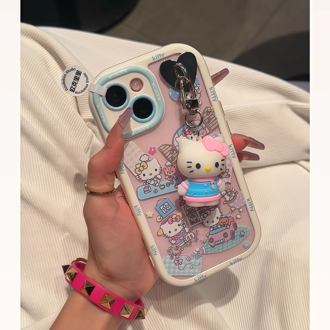 夕与空凯蒂猫插画kt挂件适用苹果16手机壳华为P70vivo小米15oppo