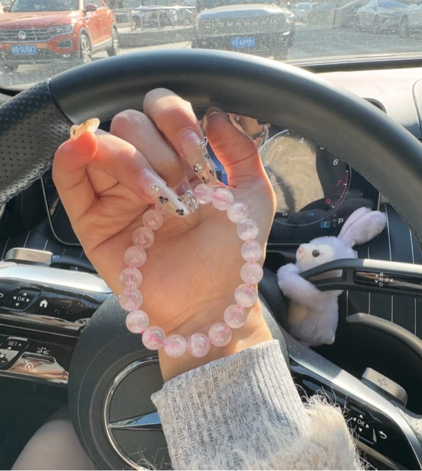 高品粉雪花幽灵高透天然水晶