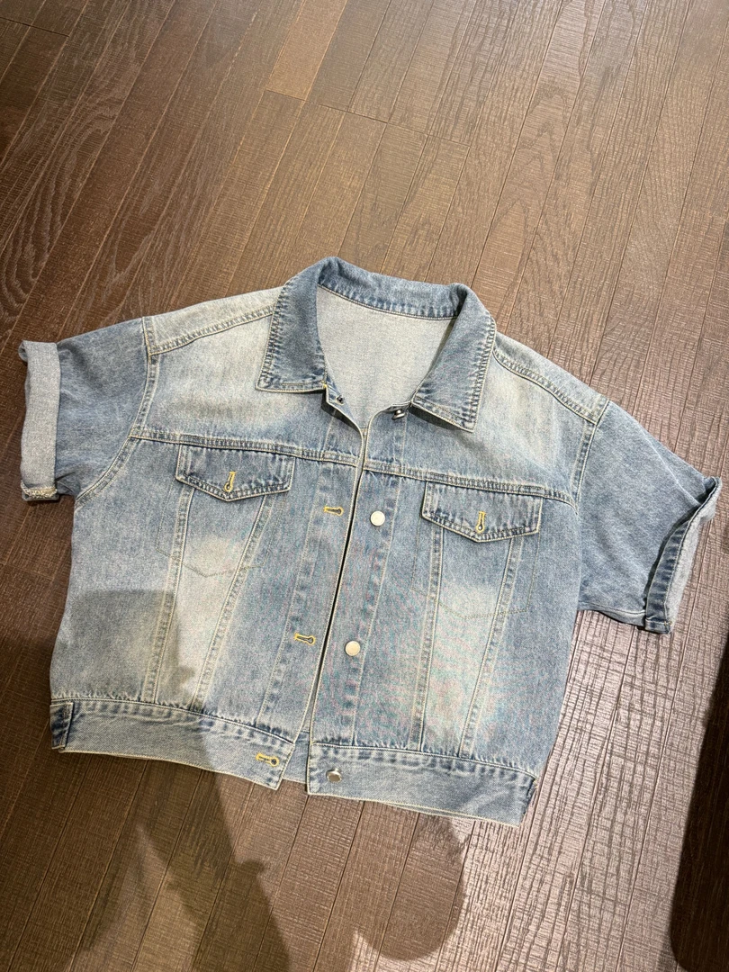 短袖牛仔外套衬衫