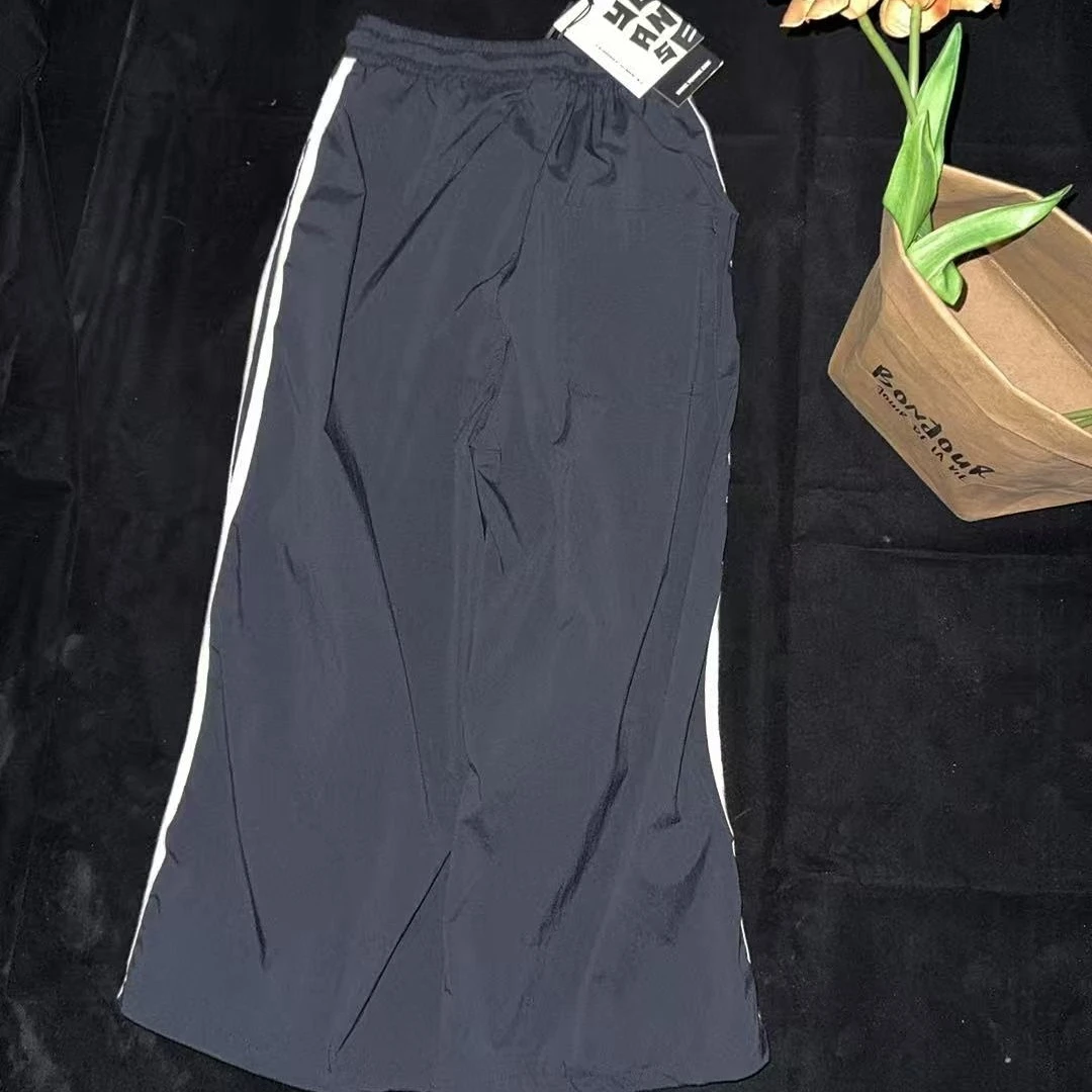 【链接31】2025夏款薄款休闲阔腿中小学生拉条校服裤速干宽松时尚