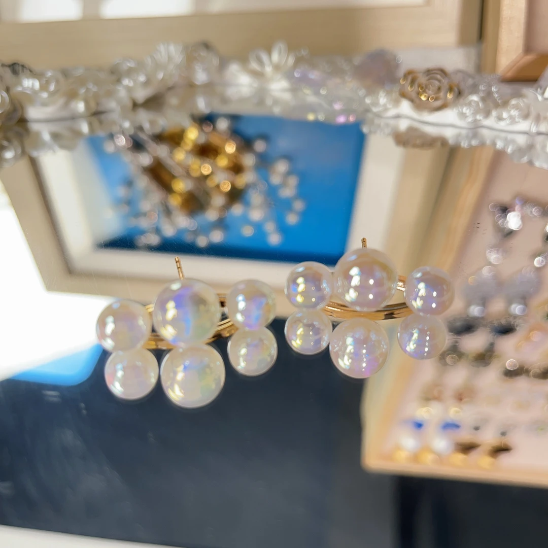 铜合金亚克力耳饰 人鱼姬耳钉少女耳饰彩色简约甜美复古