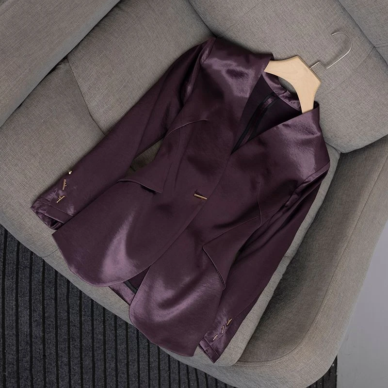 2025新款女装百搭气质西装时尚显瘦设计师款缎面小西服2566AR