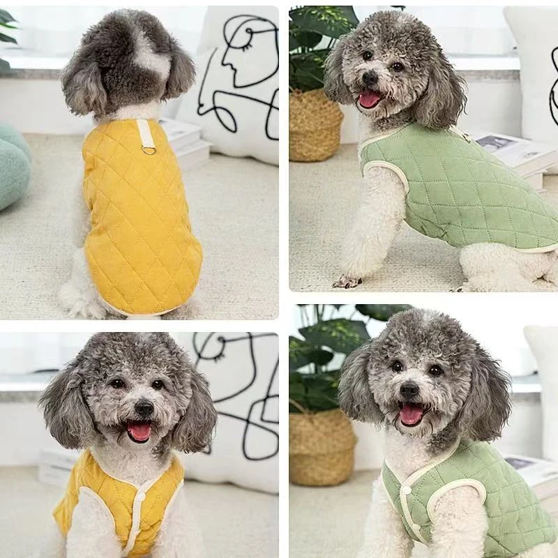 比熊冬季加厚宠物狗狗棉衣服小型犬泰迪衣服比熊马甲灰泰迪衣服