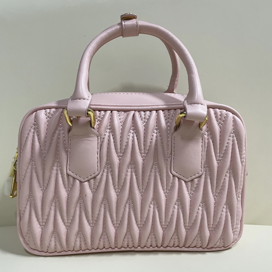 潮流打造真皮女士手提包 0220 手提褶皱方浅粉色