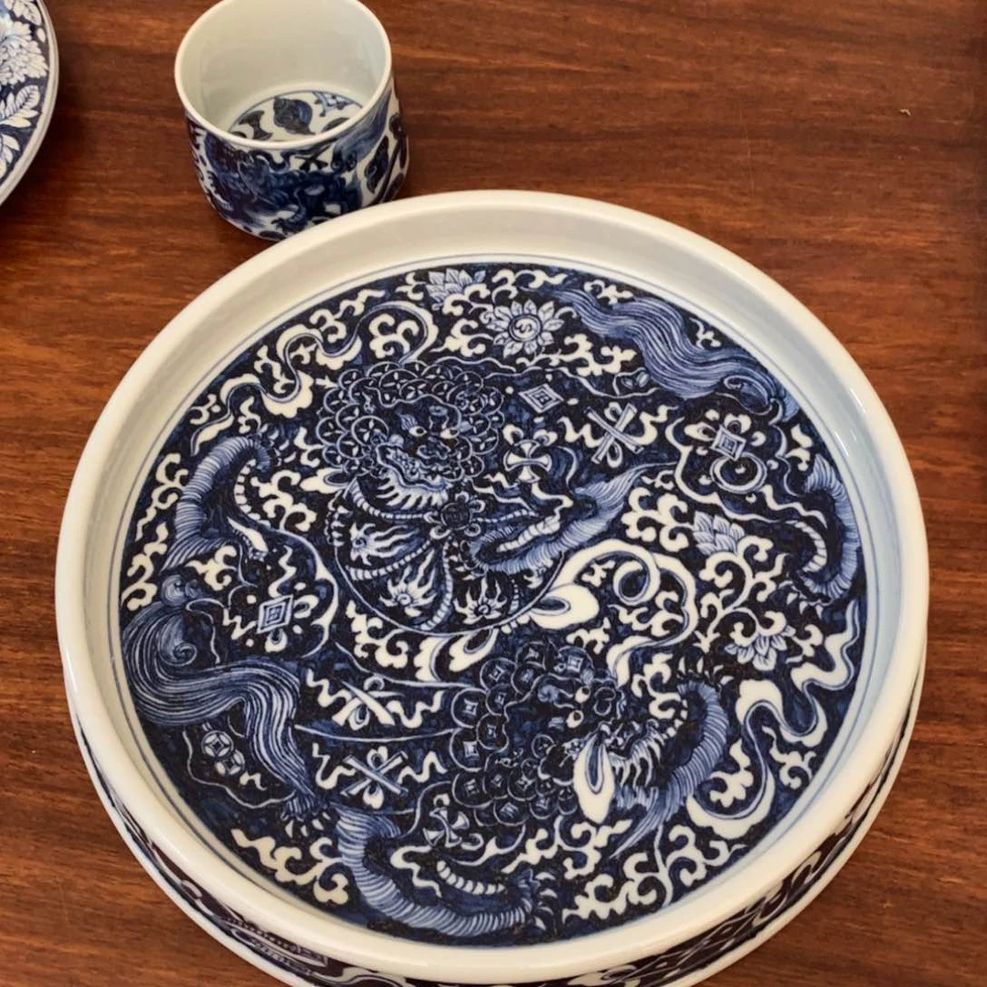 苏*霏仿元青花狮子壶承单杯