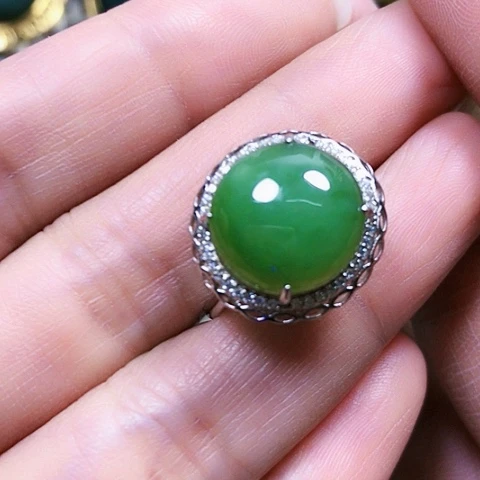 和田玉银S925镶嵌戒指