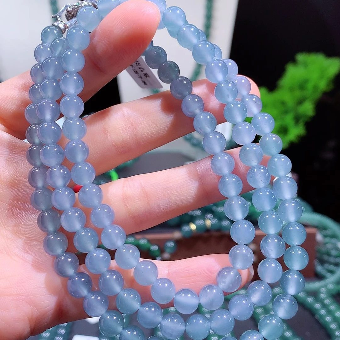 翡翠未镶嵌手链天然a货翡翠项链7mm 108颗