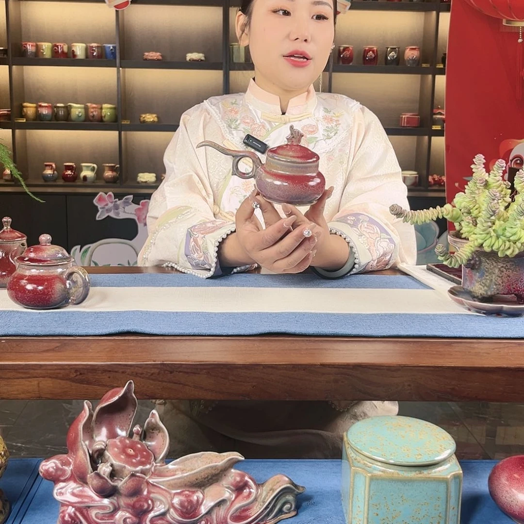 瓷片流光溢彩凤鸣单壶