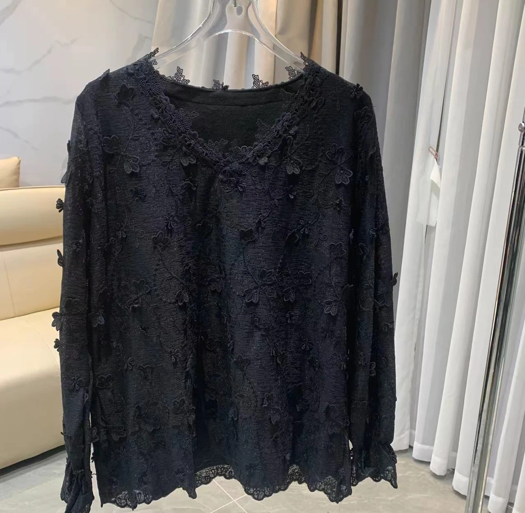 Z.X 立体花朵刺绣提花加绒V领T恤 9917（C3）