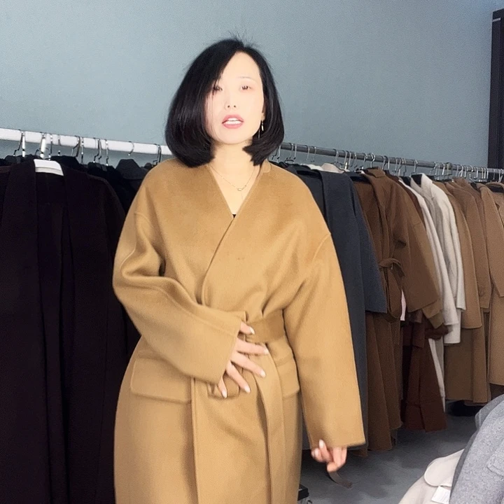 双面呢大衣驼色M码孤品