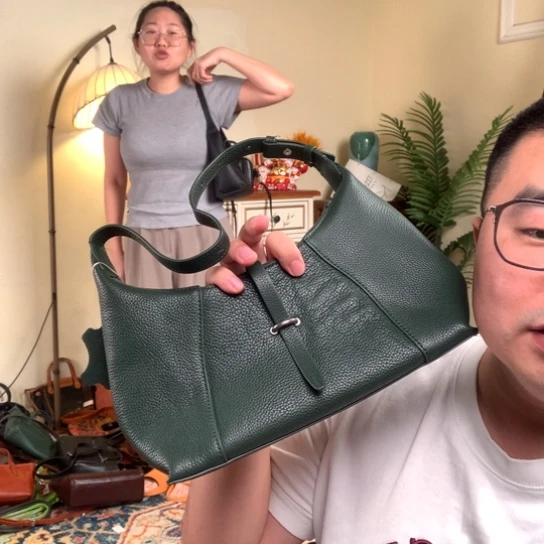 进口头层牛皮女包