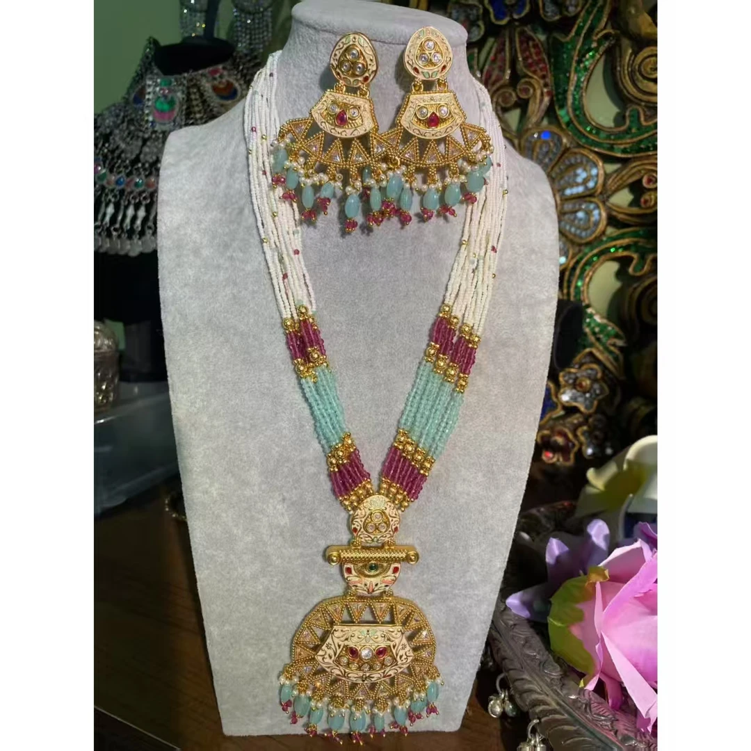 铜合金棉绳项链 印度长款毛衣链民族风/宫廷古典古风首饰100982