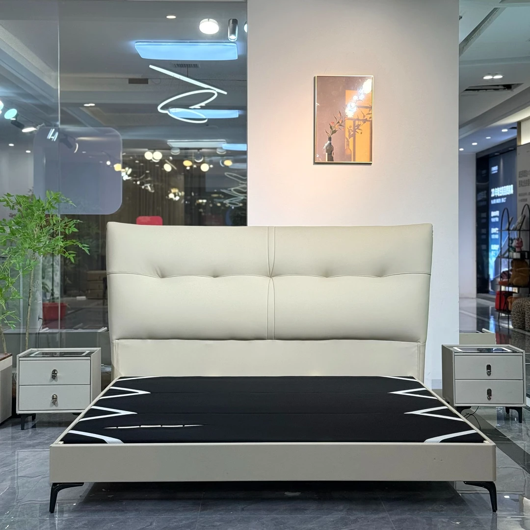 轻奢简约主卧免洗松弛感软包床皮艺大床#L04