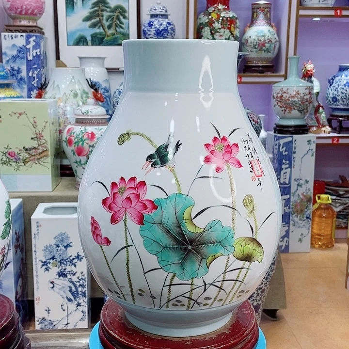 花瓶全手工双面画福桶瓶