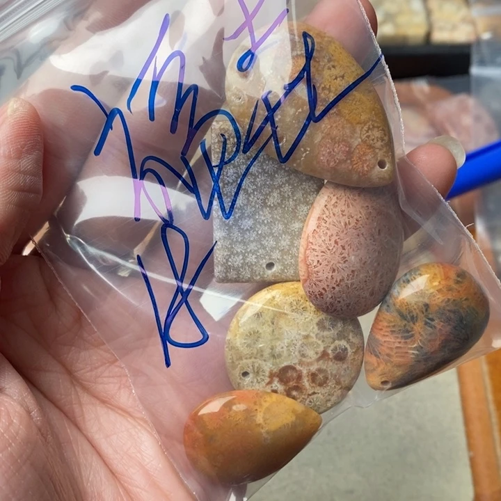 硅化玉颈饰足金镶嵌福*