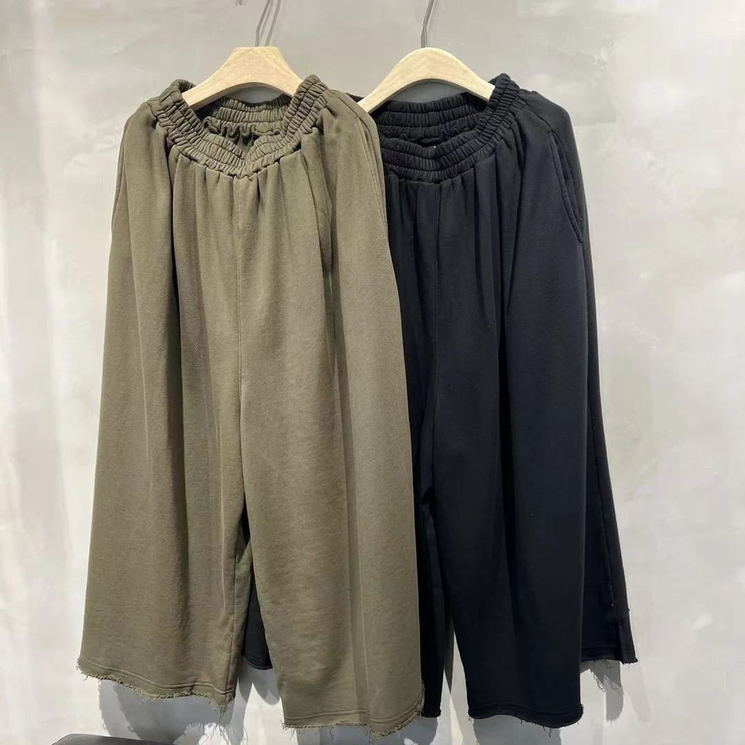 韩国泡菜新款宽松万能腰休闲卫裤百搭纯色简约时尚
