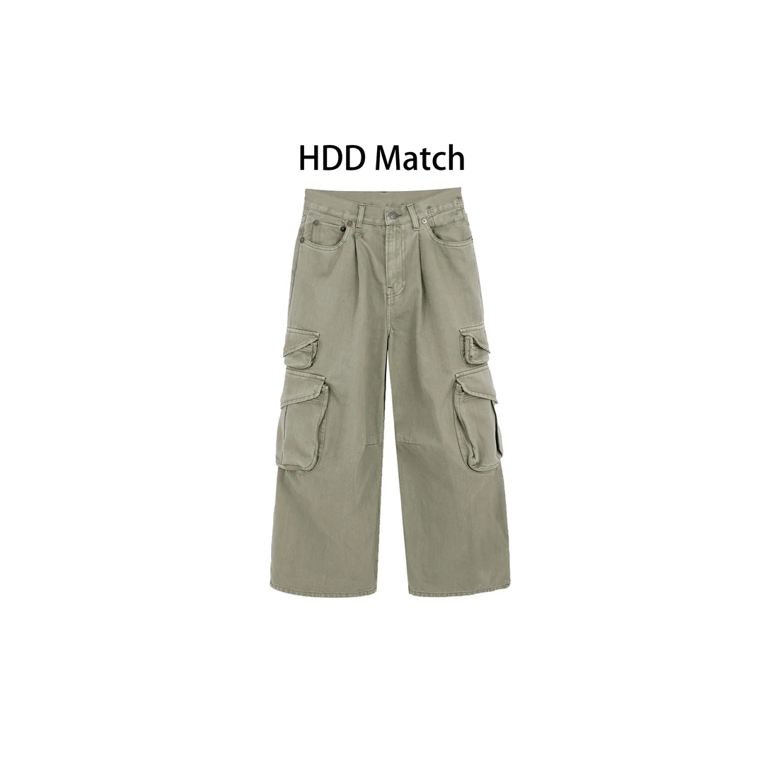 HDD- "工装方式" 100%棉 秋季宽松七八分直筒工装休闲裤  Y8600
