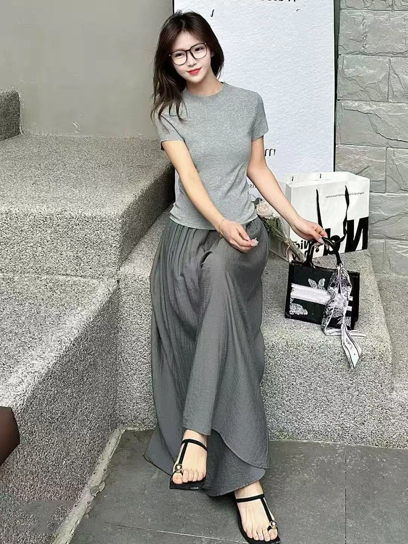 【25817】倩#短袖上衣+半身裙【套装】