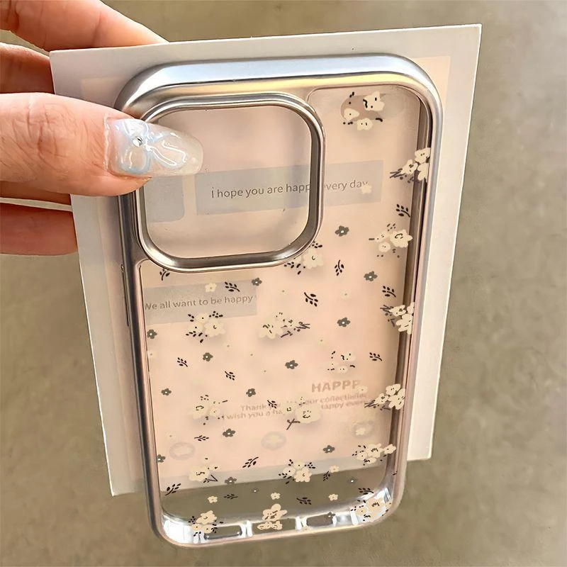 白色碎花适用于苹果15promax手机壳iPhone14新款13硅胶12女款15