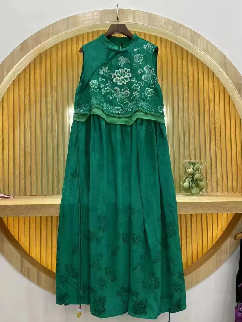 夏季日常纯色国风无袖仙女裙新中式复古风格