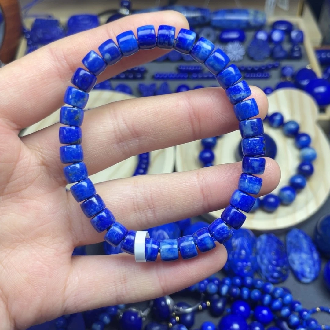 青金石未镶嵌直切手串7+