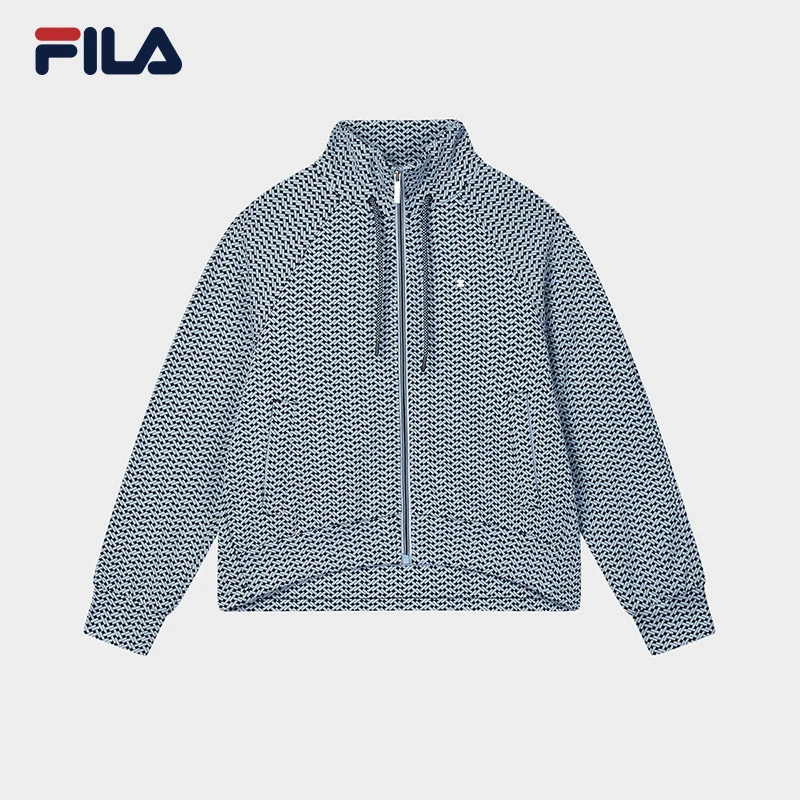 【杨幂同款】Fila/斐乐女针织立体提花百搭户外休闲上衣F11W513503F