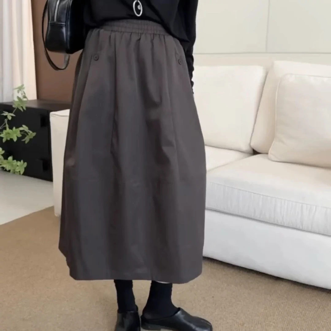 26805松紧腰a字工装伞裙（裙长80左右）