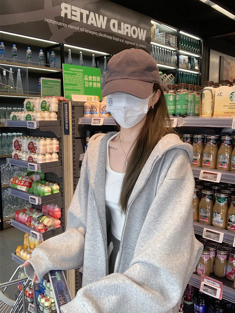 2025秋冬加绒加厚拉链开衫卫衣外套宽松百搭显瘦连帽大码女装上衣